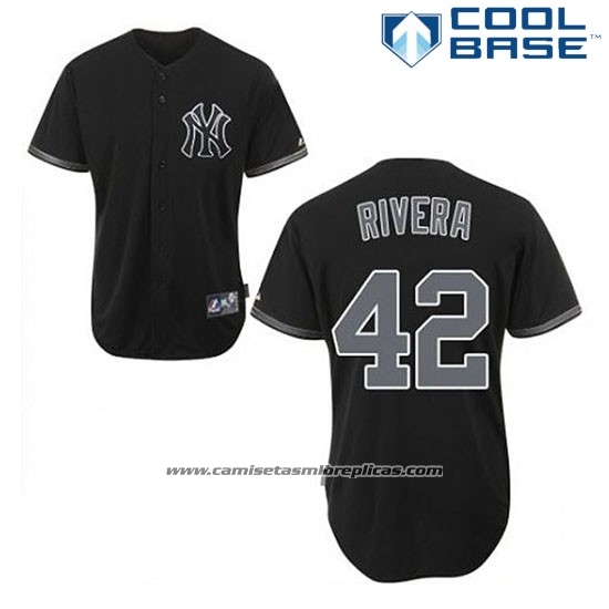 Camiseta Beisbol Hombre New York Yankees Mariano Rivera 42 Negro Fashion Cool Base